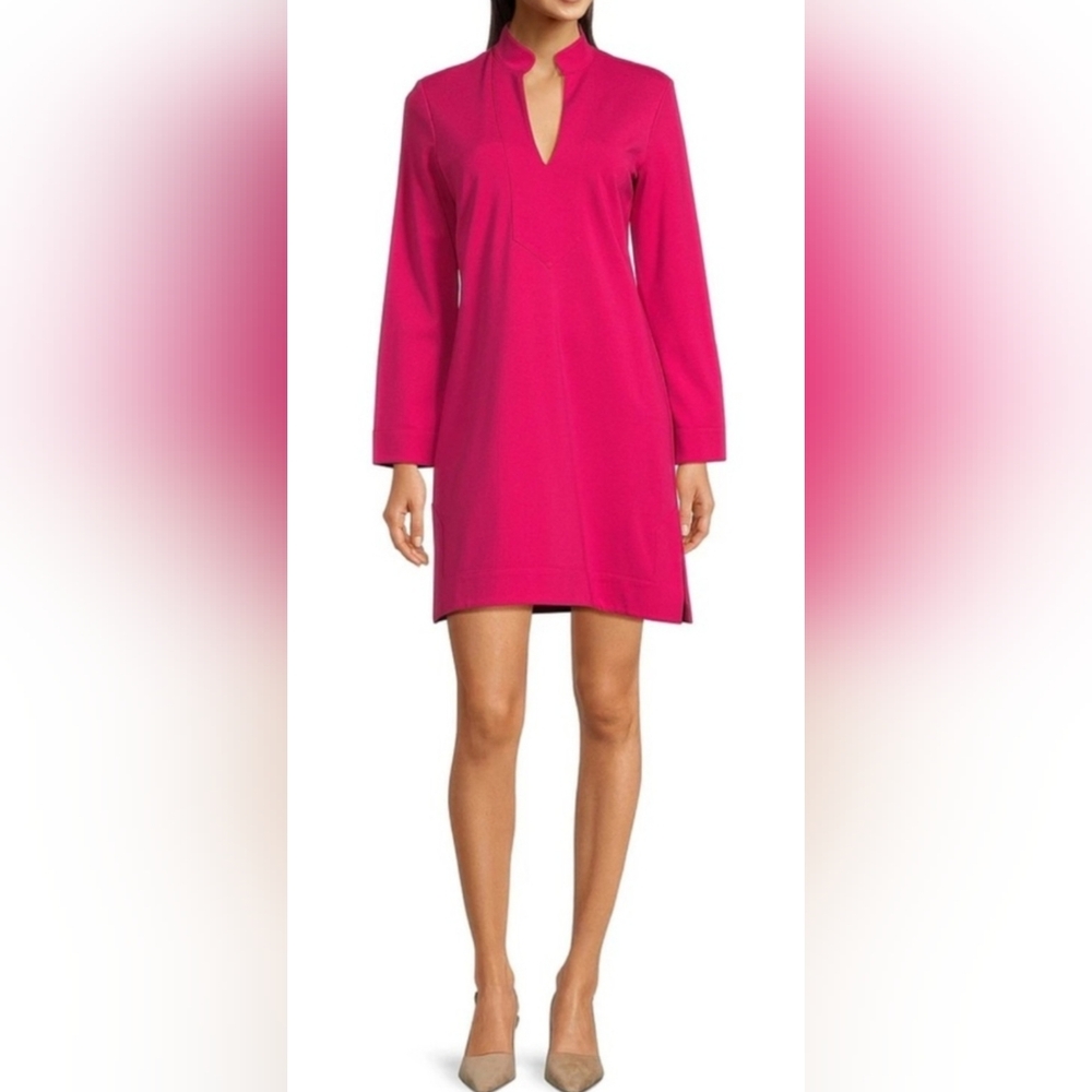 NEW Jude Connally Kate Ponte V-Neck Dress: Pink Sapphire: Size- Small‎